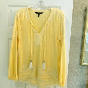 WHBM Yellow Tassel Blouse